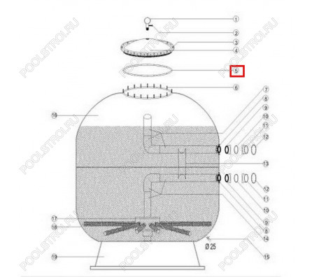Уплотнительное кольцо крышки фильтра Aquaviva D1050/1250/1400 мм